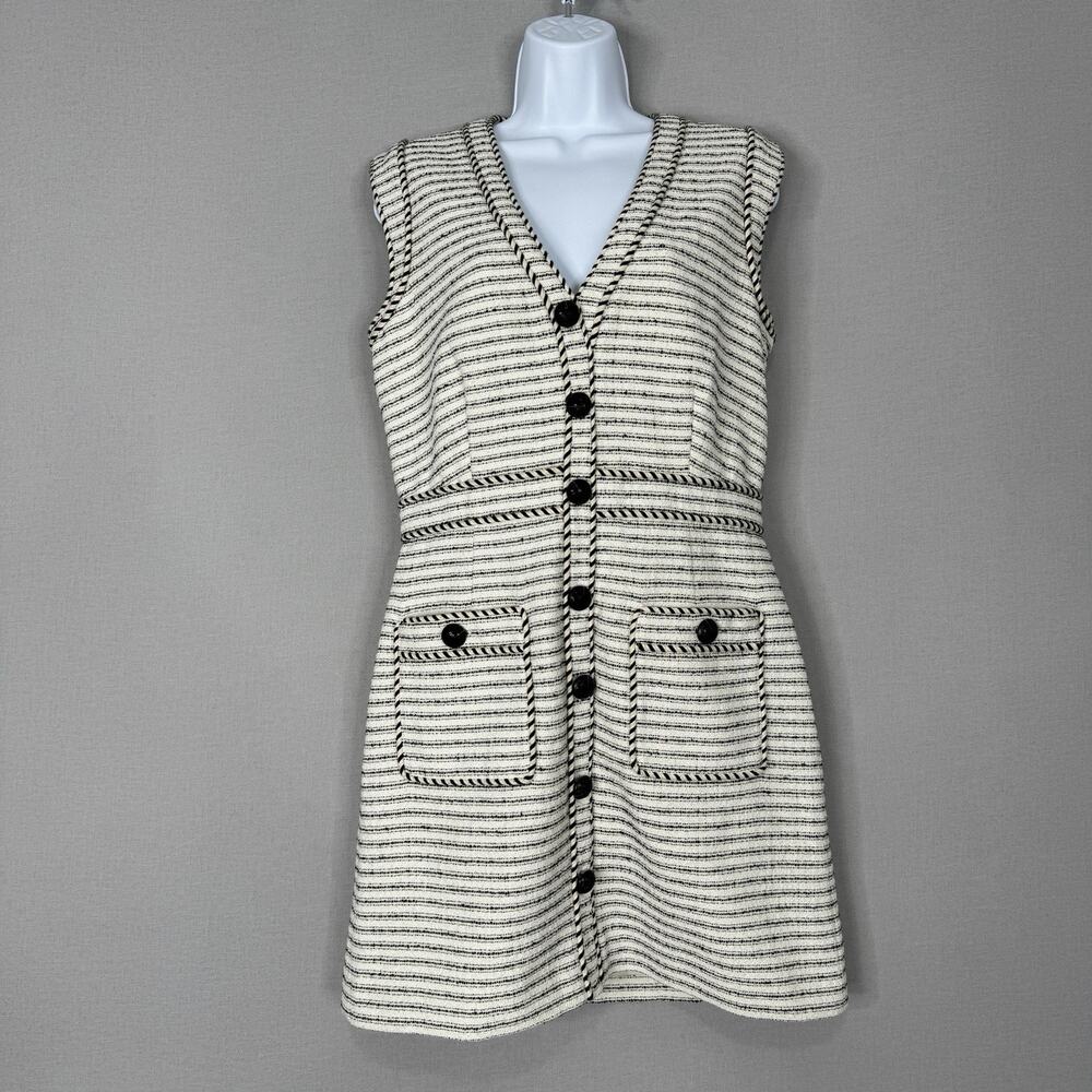 Veronica Beard Womens Dress 6 White Kama Tweed Striped Old Money Quiet Luxury